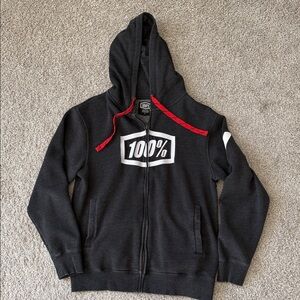 100% Black Zip-Up Hoodie
